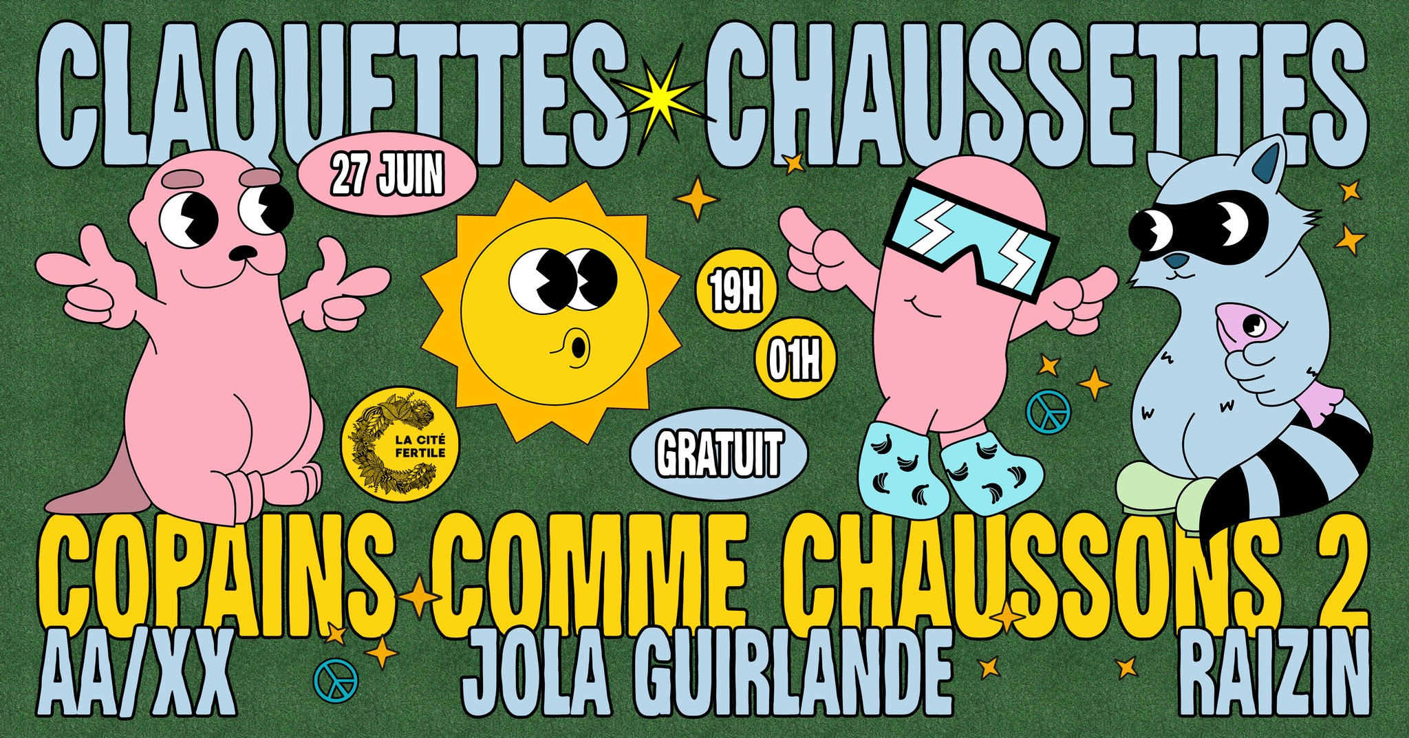 Claquettes Chaussettes x La Cité Fertile : copains comme chaussons 2 [OPEN AIR GRATUIT]